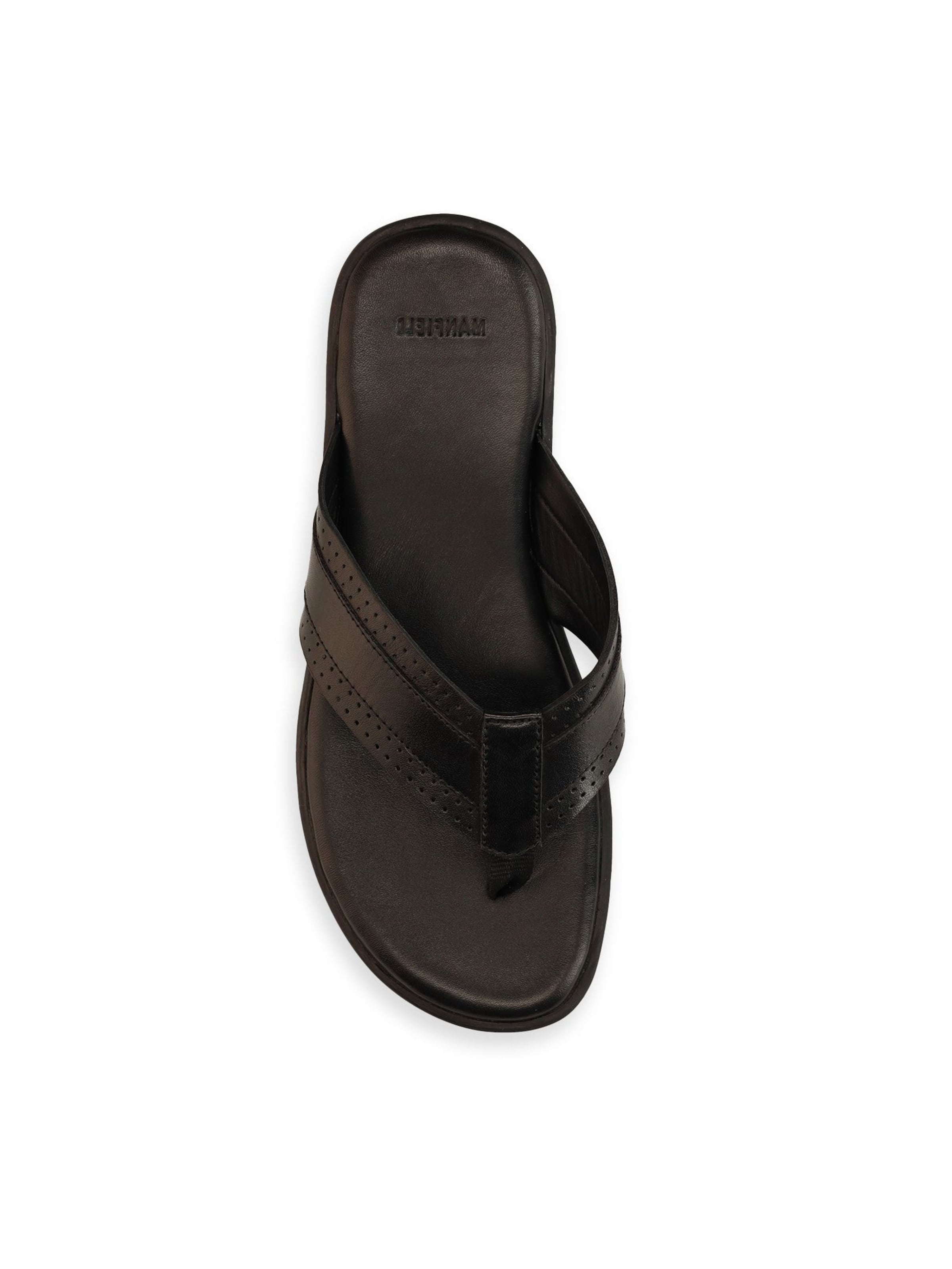 MANFIELD T-Bar Sandals in Black