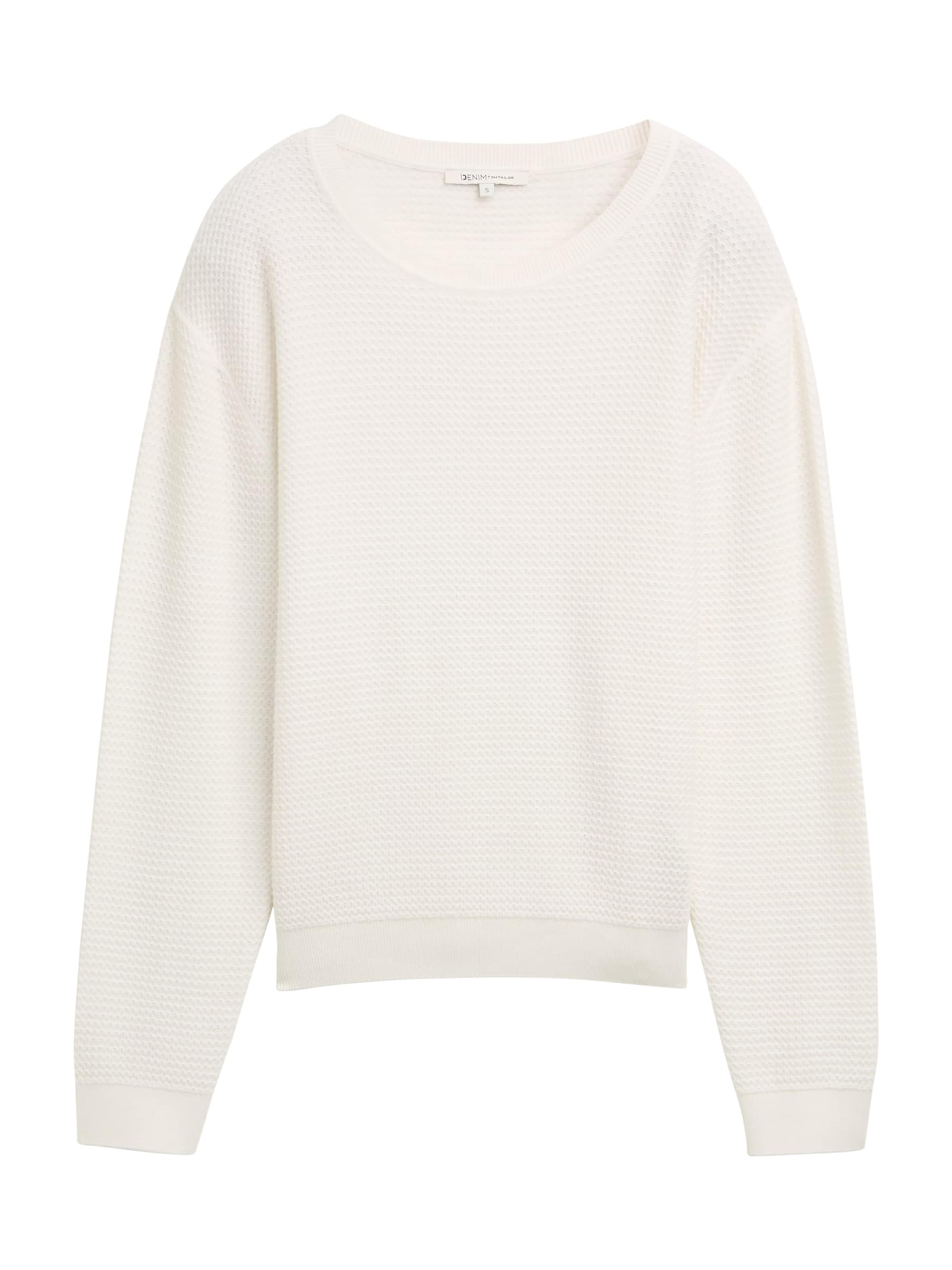 TOM TAILOR DENIM Sweater in White: front