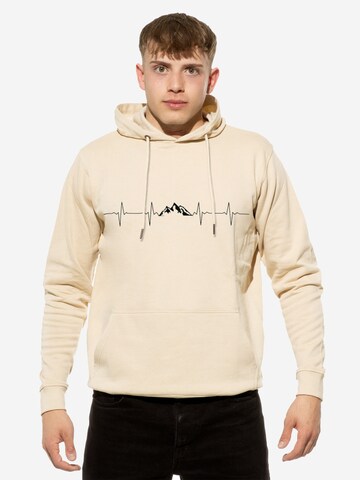 Cotton Prime Sweatshirt 'Pulsschlag Berge' in Beige: voorkant
