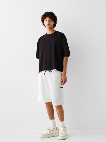 Bershka Loose fit Cargo Pants in White