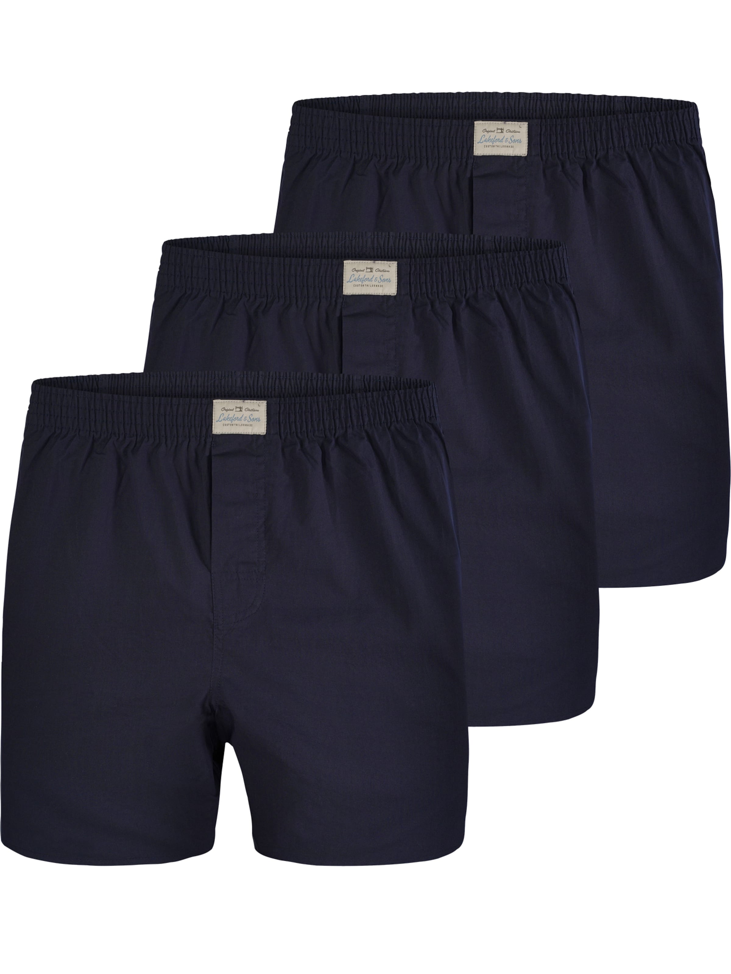 Lakeford & Sons Web Boxershorts ' 3-Pack 'Uni Dyed' ' in Blau: Vorderseite