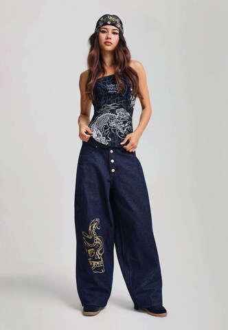 Wide Leg Jean Ed Hardy en bleu : devant