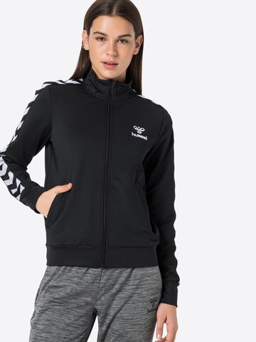 Hummel - Sudadera con cremallera deportiva en negro: frente