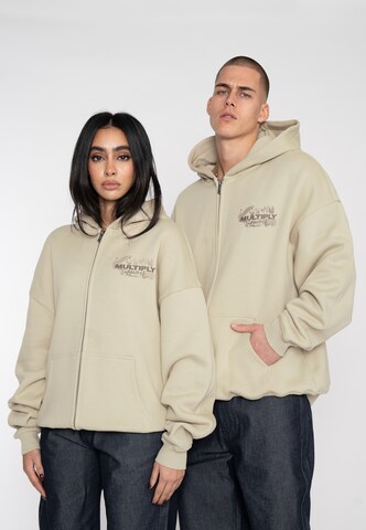 Multiply Apparel Sweat jacket 'BULLETIN' in Beige: front