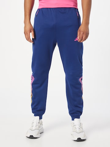 ADIDAS PERFORMANCE Tapered Workout Pants 'Train Icons 3-Stripes ' in Blue: front