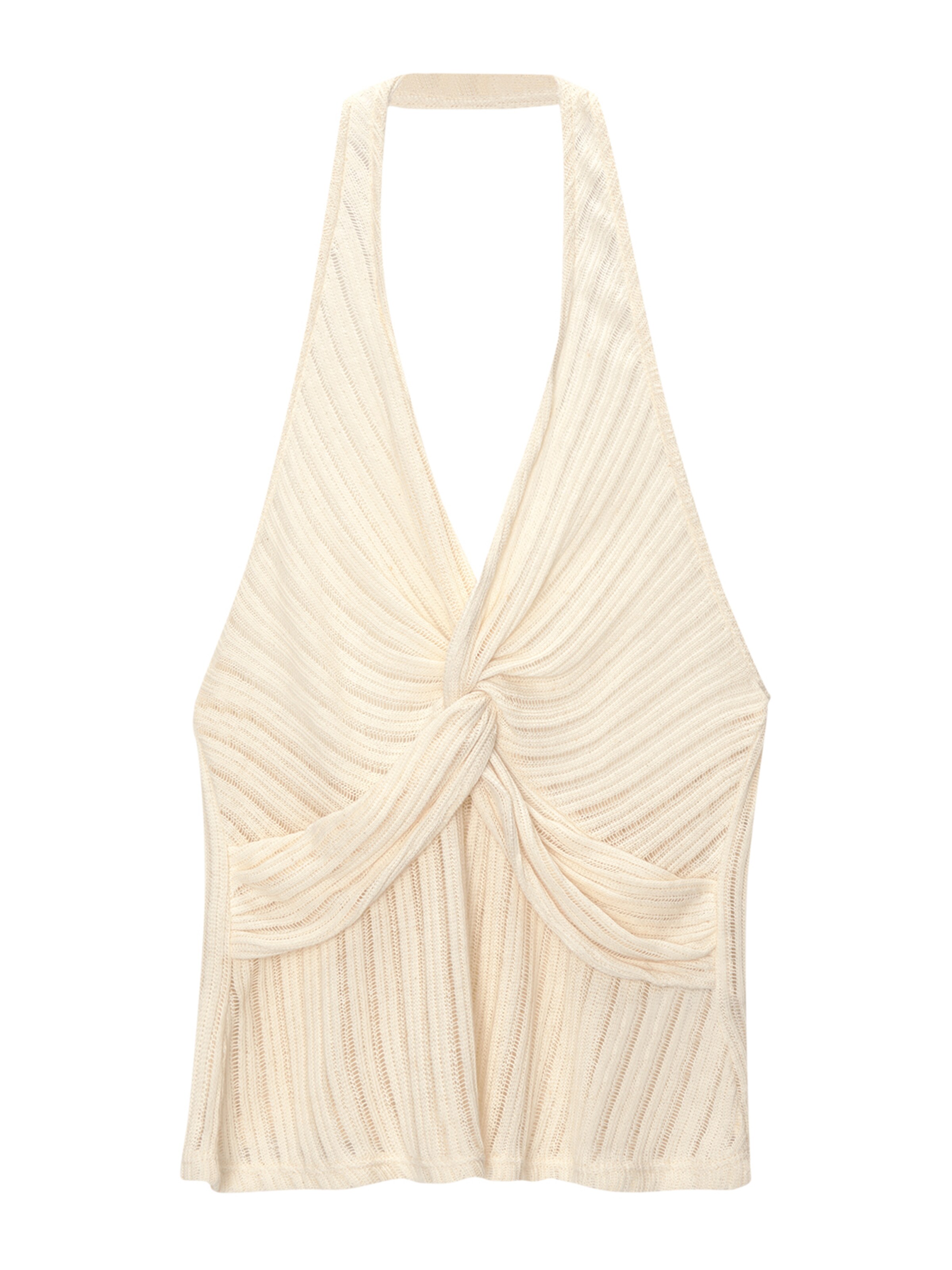 Pull&Bear Stricktop in Beige: Vorderseite