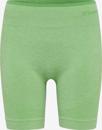 Hummel Skinny Sportbroek in Groen: voorkant