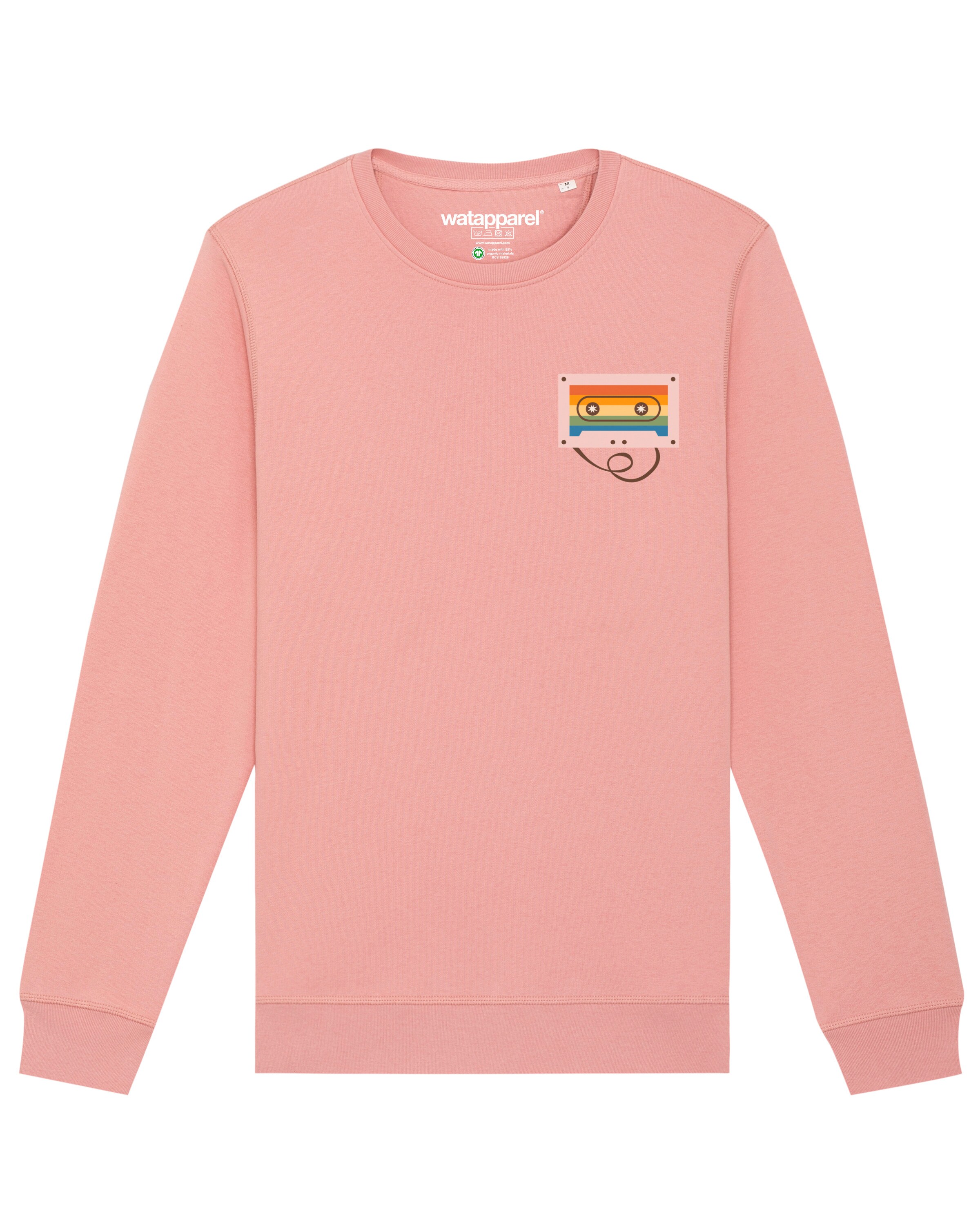 Sweat-shirt ' Rainbow Cassette ' Watapparel en rose : devant