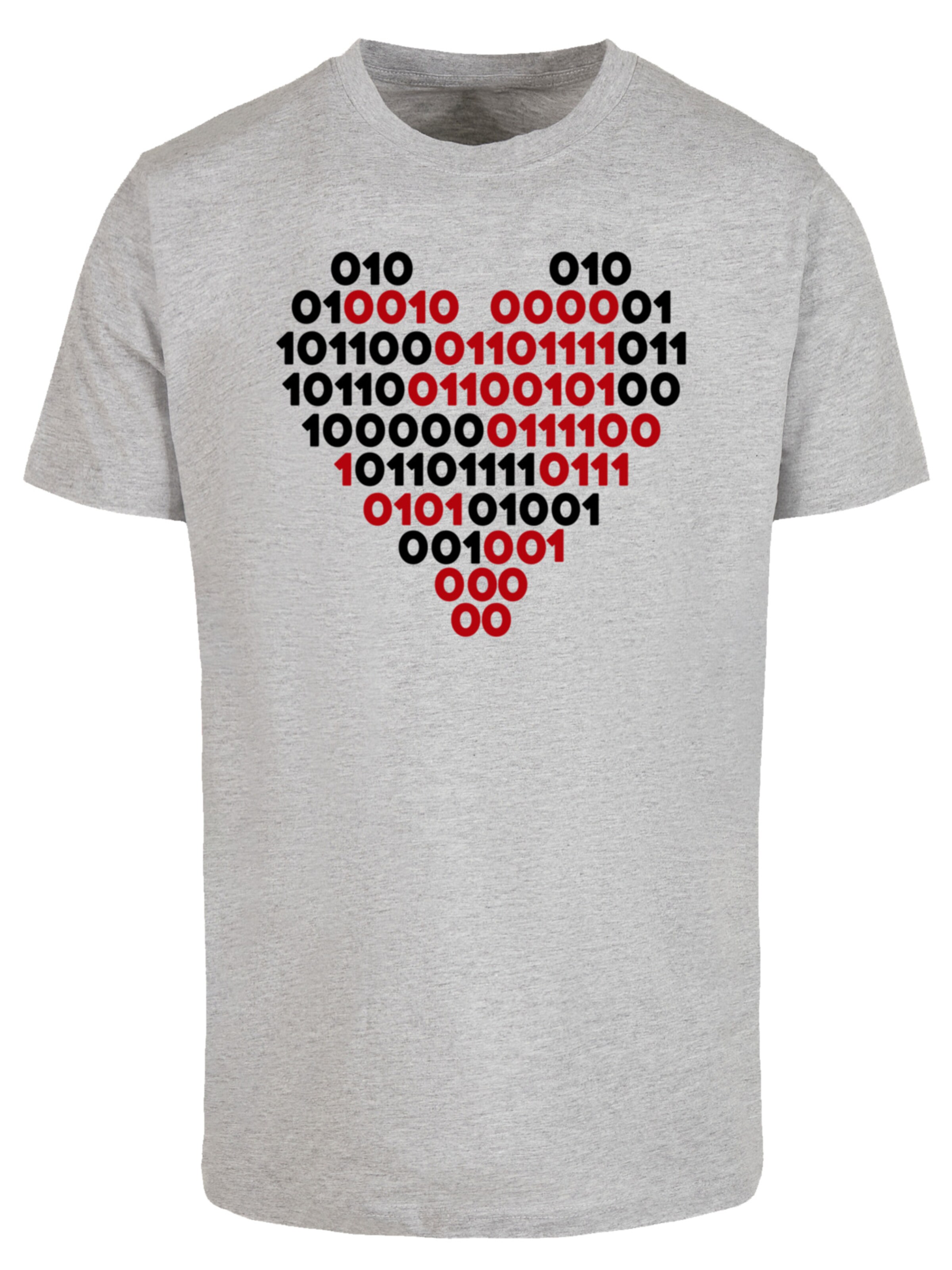 T-Shirt 'I Love You 01001001 Binary Code Herz Valentinstag' F4NT4STIC en gris : devant