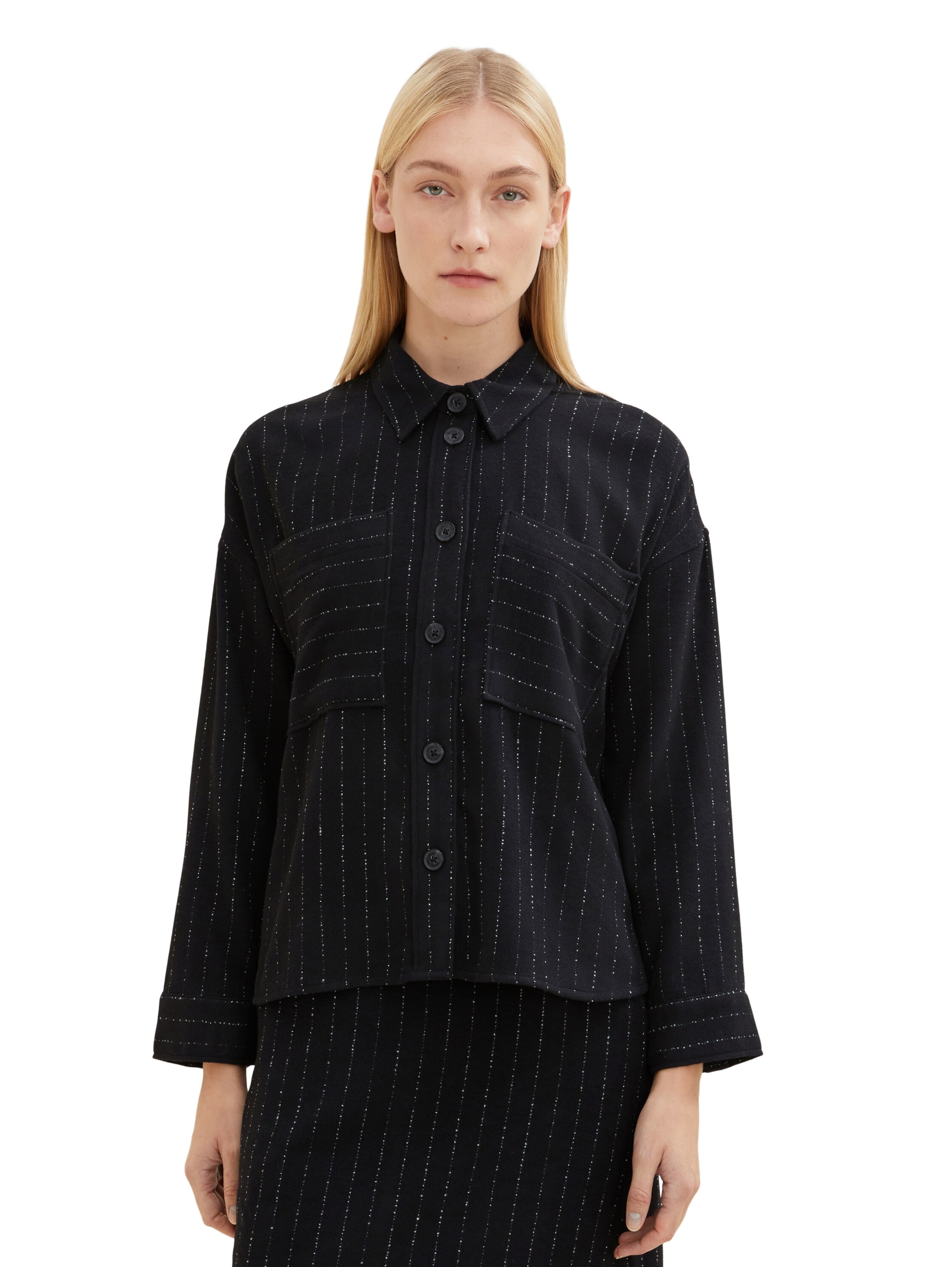 TOM TAILOR Prehodna jakna | črna barva: sprednja stran