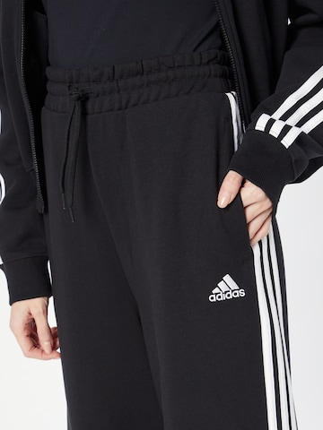 ADIDAS SPORTSWEAR Wide Leg Sporthose 'Essentials 3-Stripes French Terry Wide' in Schwarz