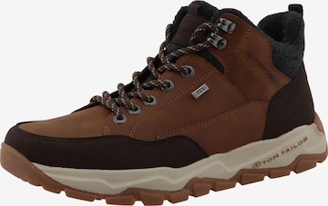 TOM TAILOR Šněrovací boty – hnědá: přední strana