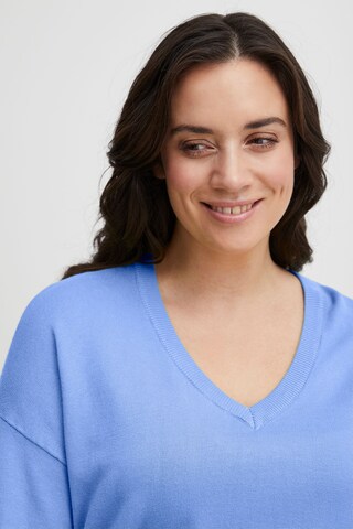Fransa Curve Pullover 'Blume' in Blau