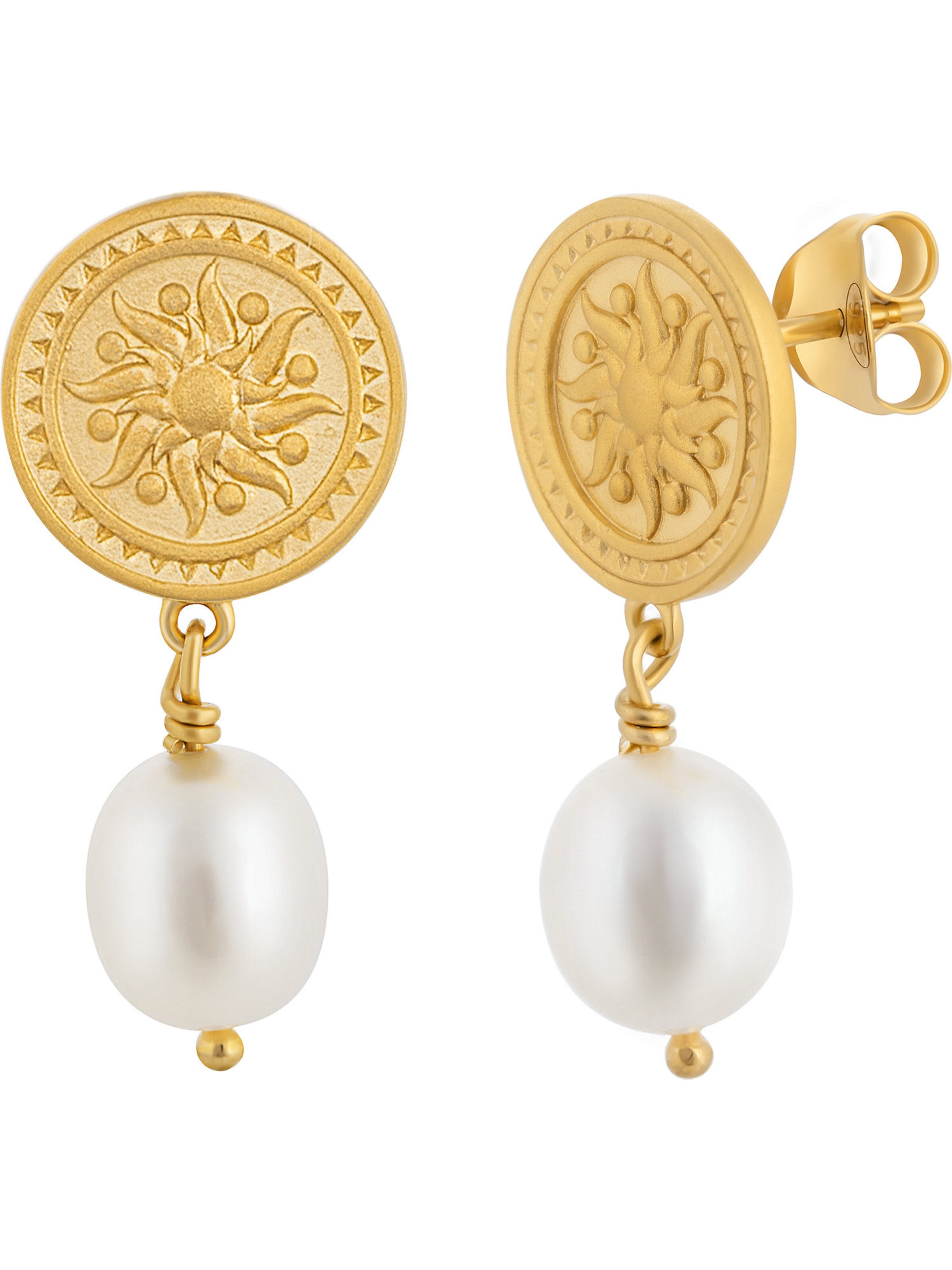 Boucles d'oreilles caï en or : devant