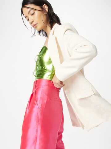 Warehouse Wide leg Pleat-front trousers 'Satin Twill High Waisted Wide Leg Trouse' in Pink