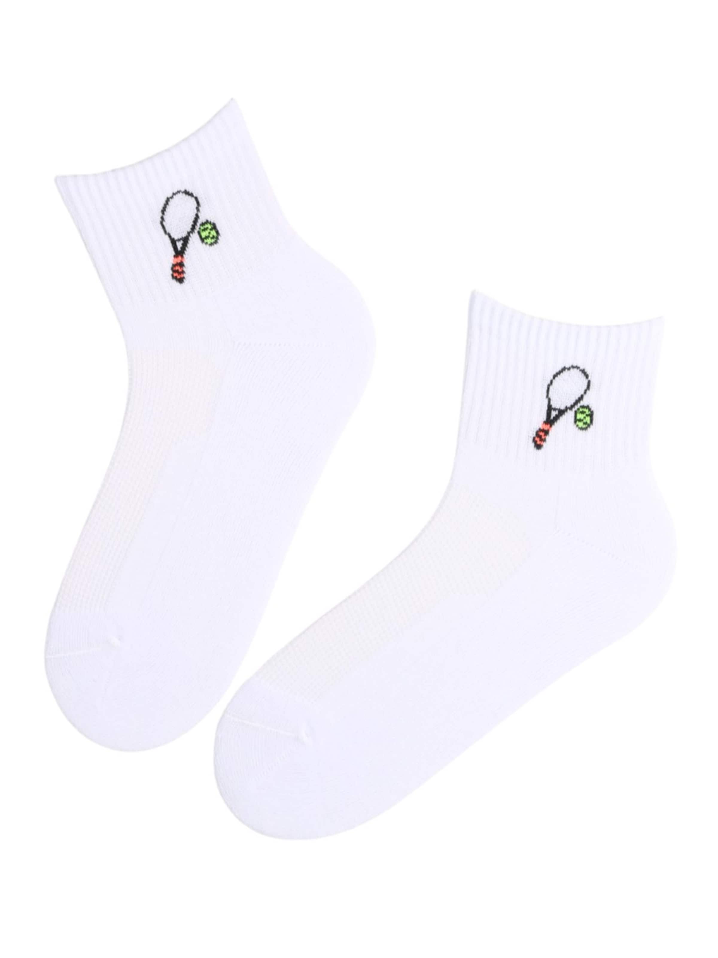 Sokisahtel Sokken ''TENNIS black athletic socks'' in Wit: voorkant