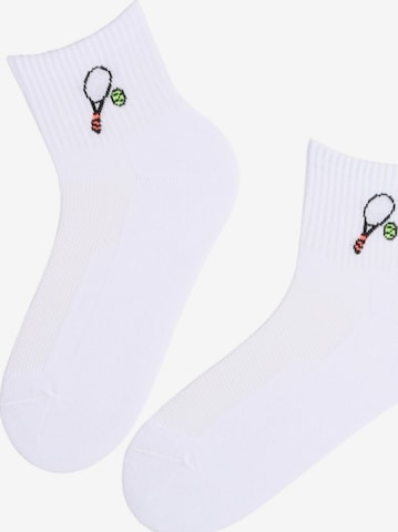 Chaussettes ''TENNIS black athletic socks'' Sokisahtel en blanc : devant
