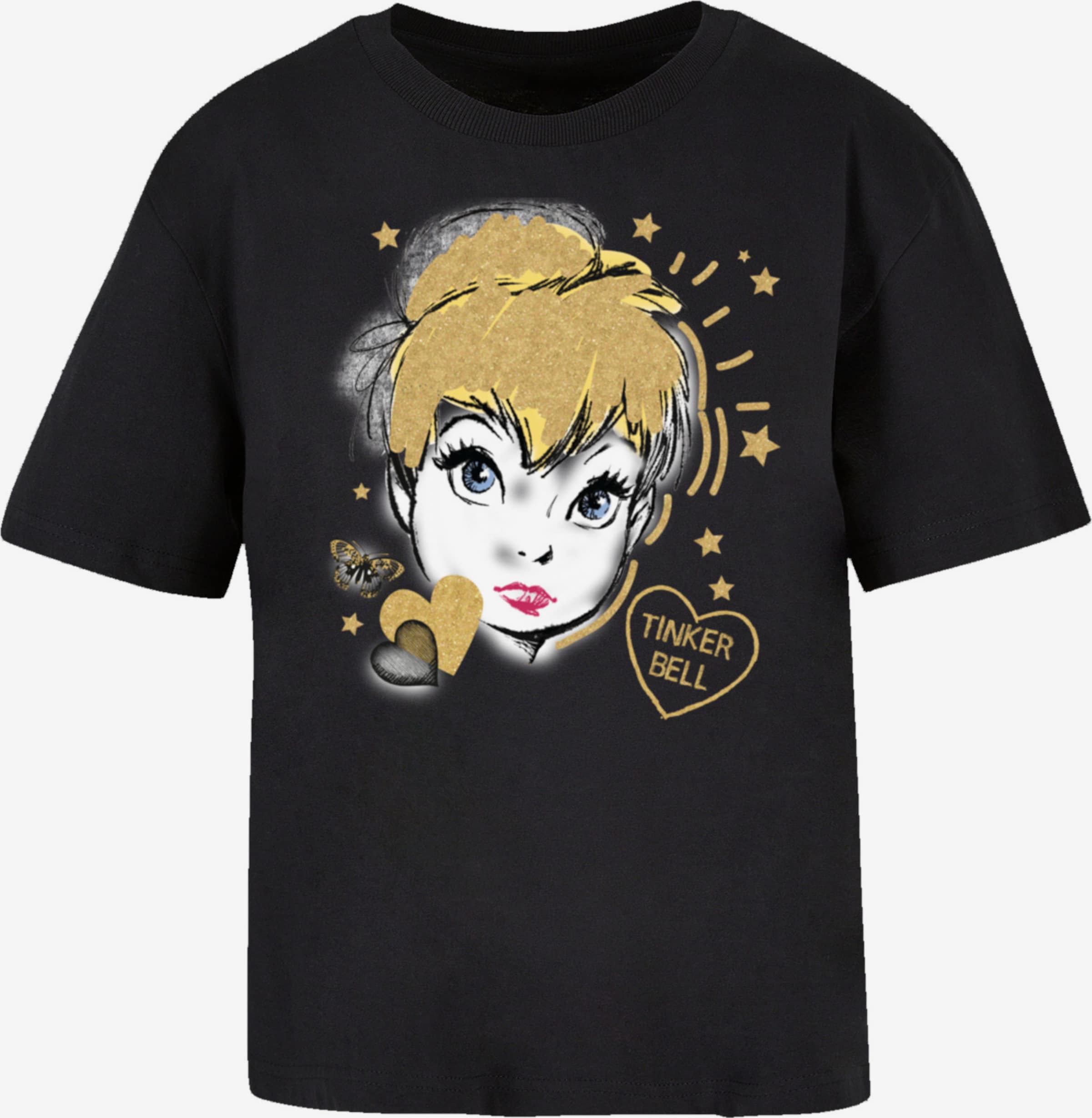 F4NT4STIC Shirt 'Disney Peter Pan Golden Tink' in Black | ABOUT YOU