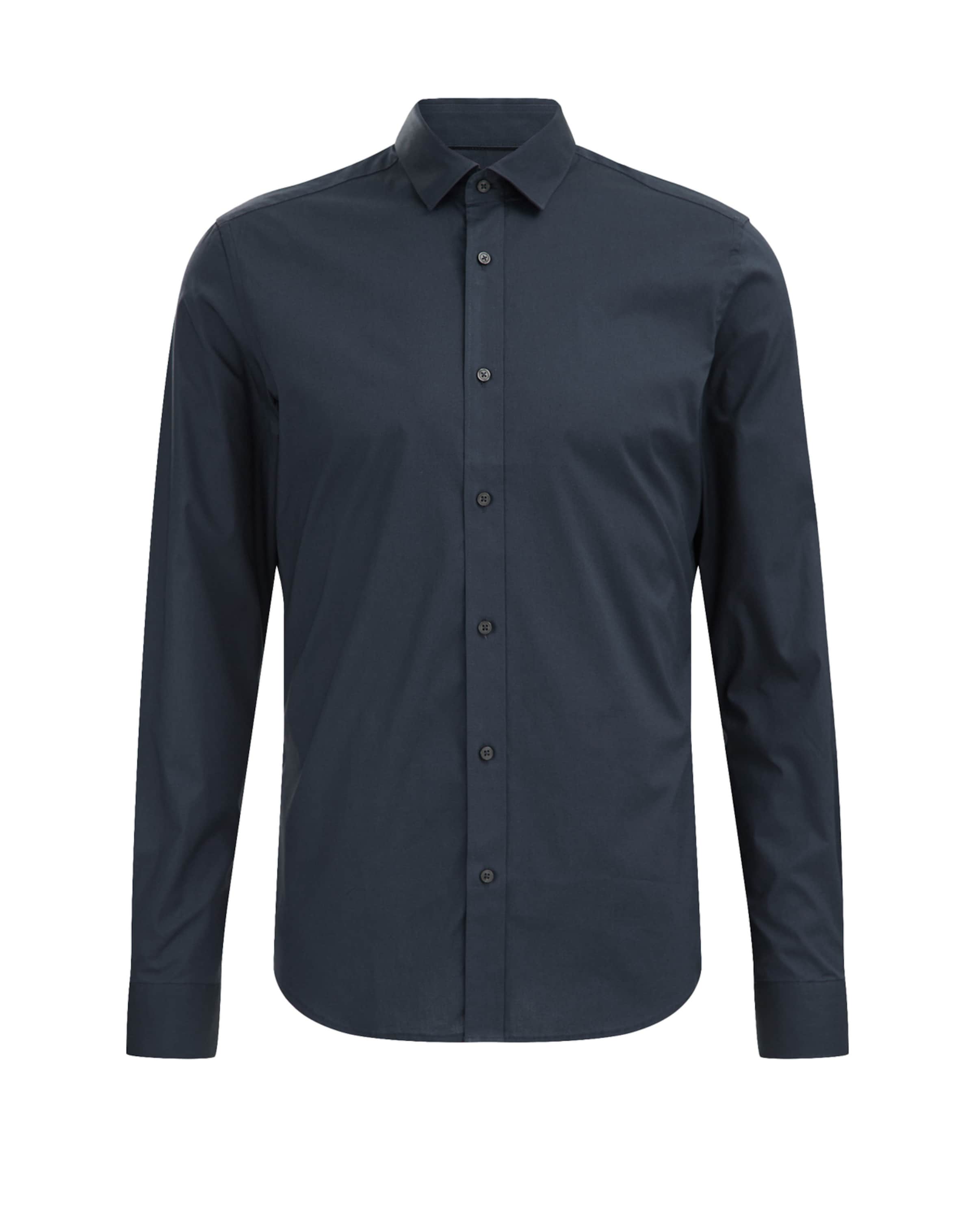 WE Fashion Slim Fit Риза в сиво: отпред