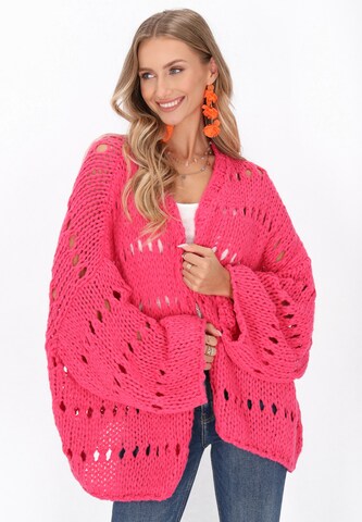 IZIA Gebreid vest 'Boho' in Roze: voorkant