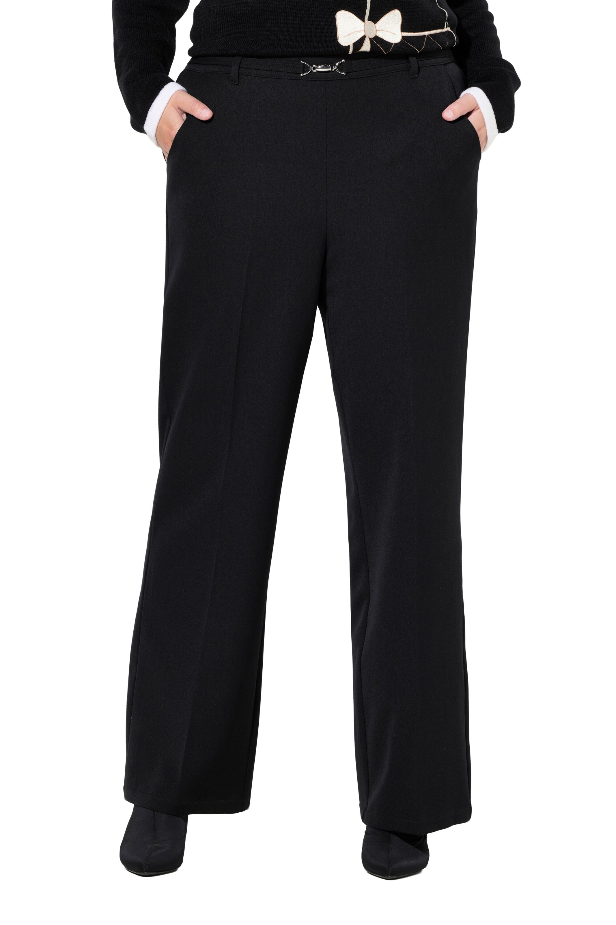 MIAMODA Regular Trousers with creases in Black: front