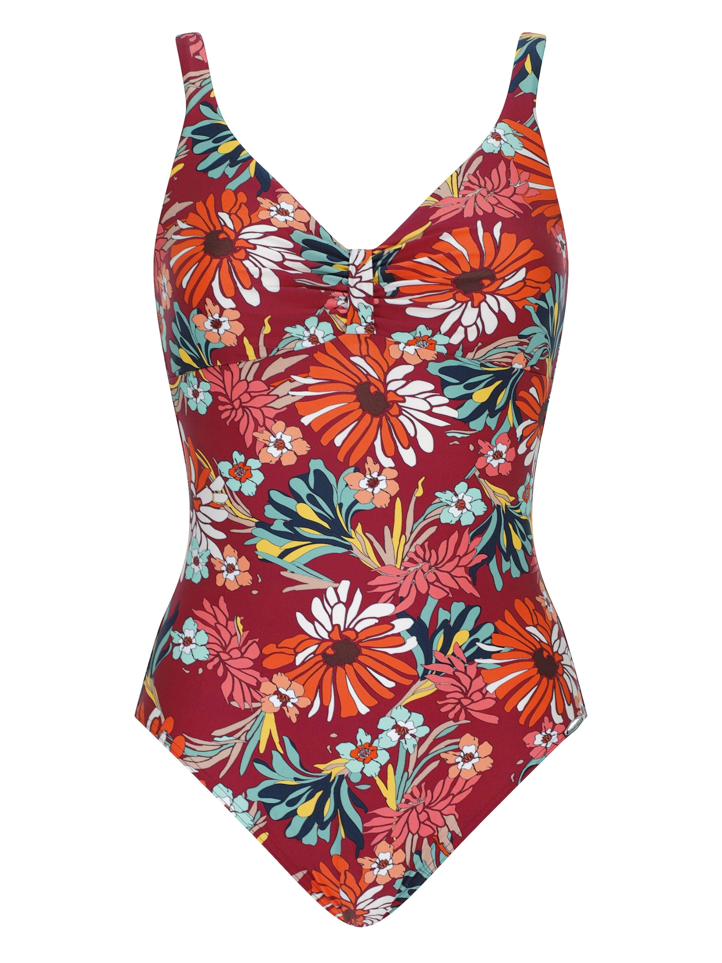 SUNFLAIR Badeanzug in S/B in hellblau / orange / pink / dunkelrot, Produktansicht