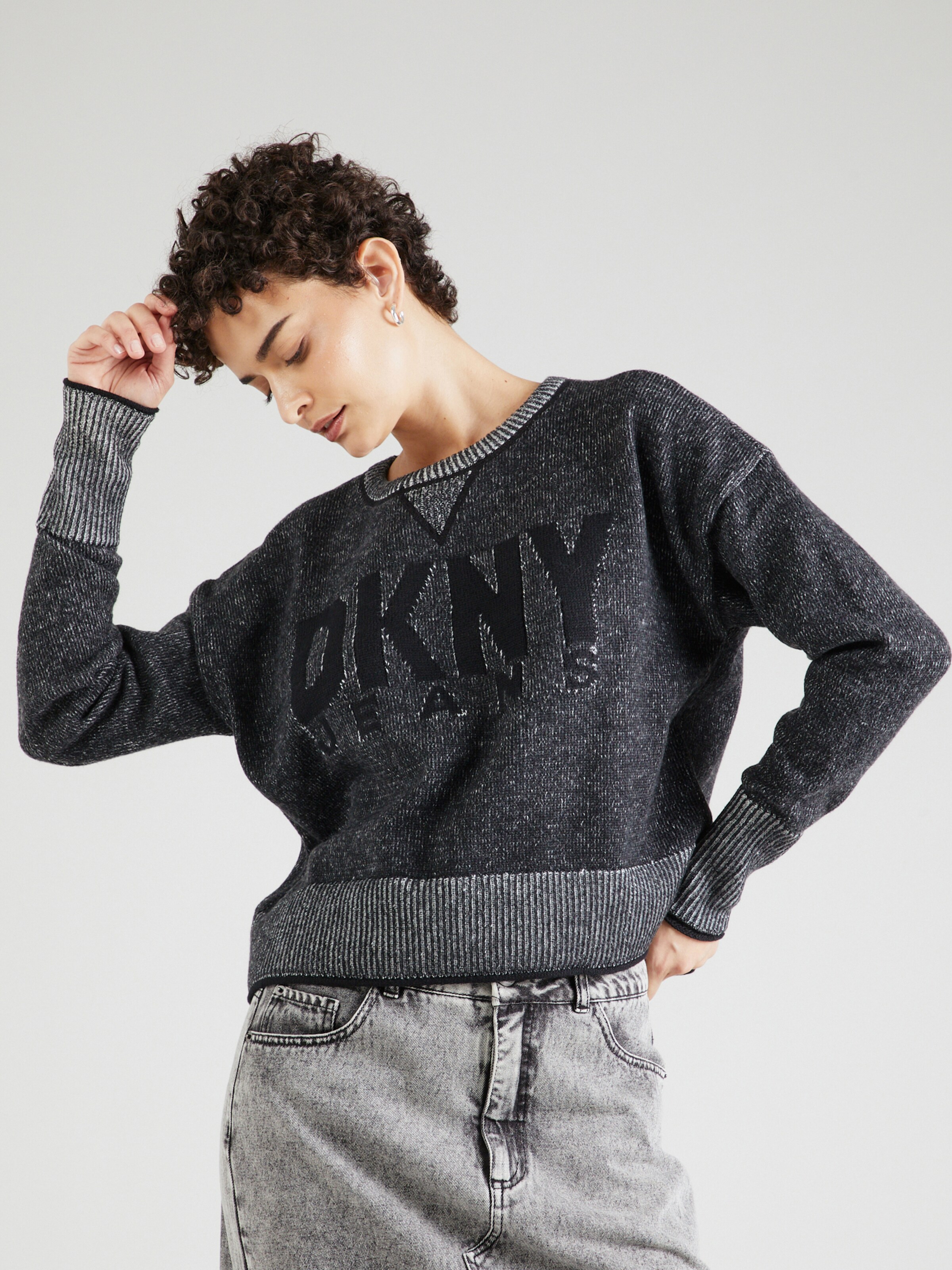 DKNY Trui in Zwart Gemeleerd ABOUT YOU