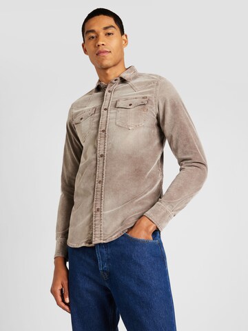 DIESEL Regular fit Button Up Shirt 'D-VEGA' in Brown: front