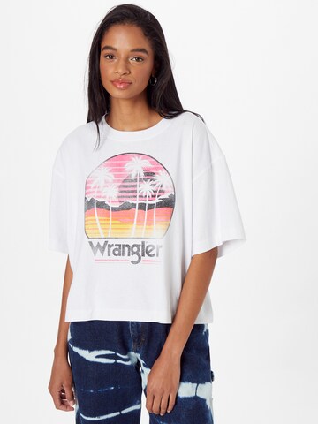 Tricou 'BOXY' de la WRANGLER pe alb: față