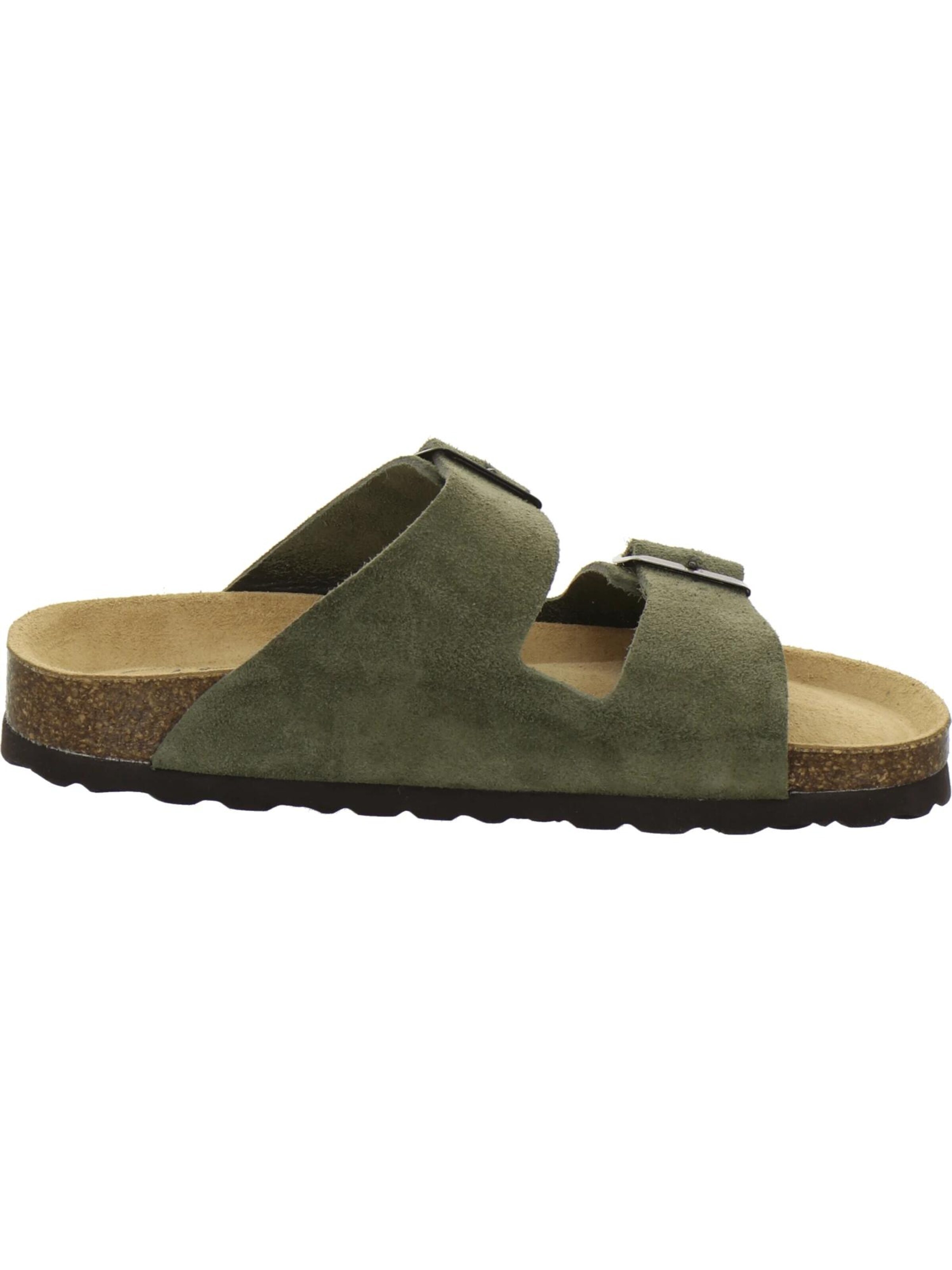 AFS-Schuhe - Zapatos abiertos 'Pantoletten Damen Zweischnaller moos Veloursleder' en verde
