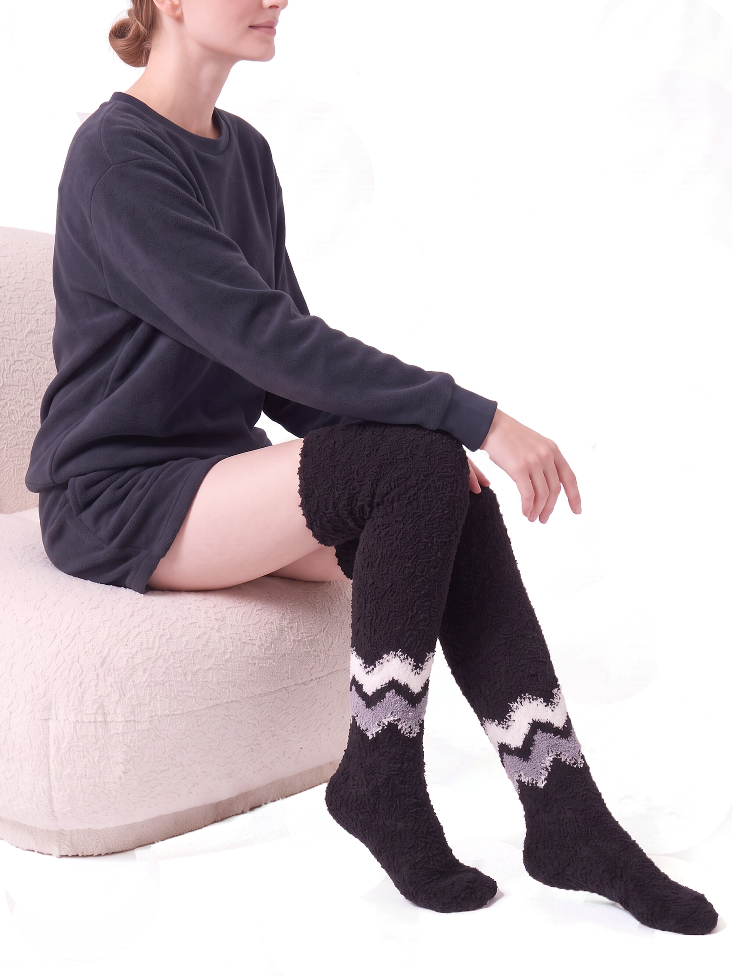 BONVERANO Over the Knee Socks in Beige