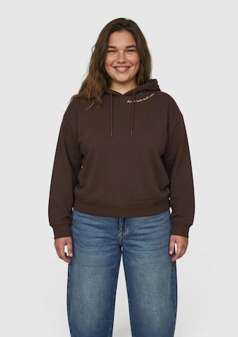 Sweat-shirt QS en marron : devant