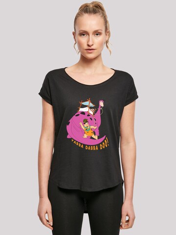 F4NT4STIC T-Shirt 'Die Familie Feuerstein Yabba Dabba Doo' in Schwarz: Vorderseite