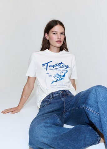 MANGO Tričko 'ILUSTRA2' - Biela