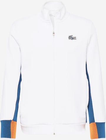 Lacoste Sport Athletic Zip-Up Hoodie in White: front