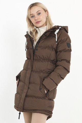 BRAVE SOUL Winter Coat 'Steph 21' in Brown: front