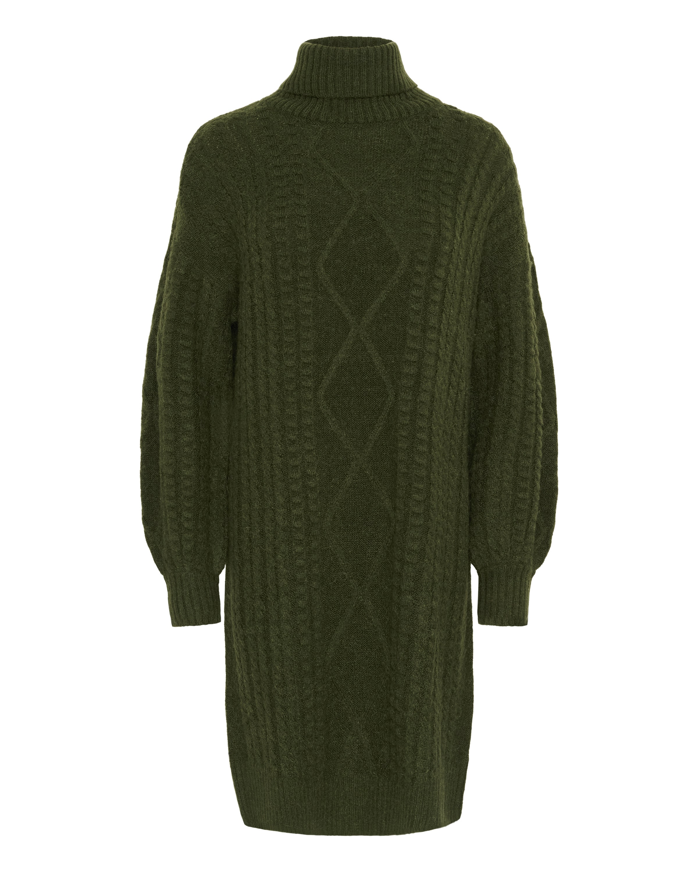 Cream Gebreide jurk 'Pumpkin ' in de kleur Donkergroen, Productweergave