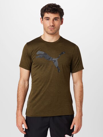 T-Shirt fonctionnel 'TRAIN FAV HEATHER CAT' PUMA en vert : devant