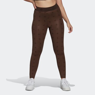 ADIDAS ORIGINALS Skinny Leggings ' High Waist Allover Print' in Brown