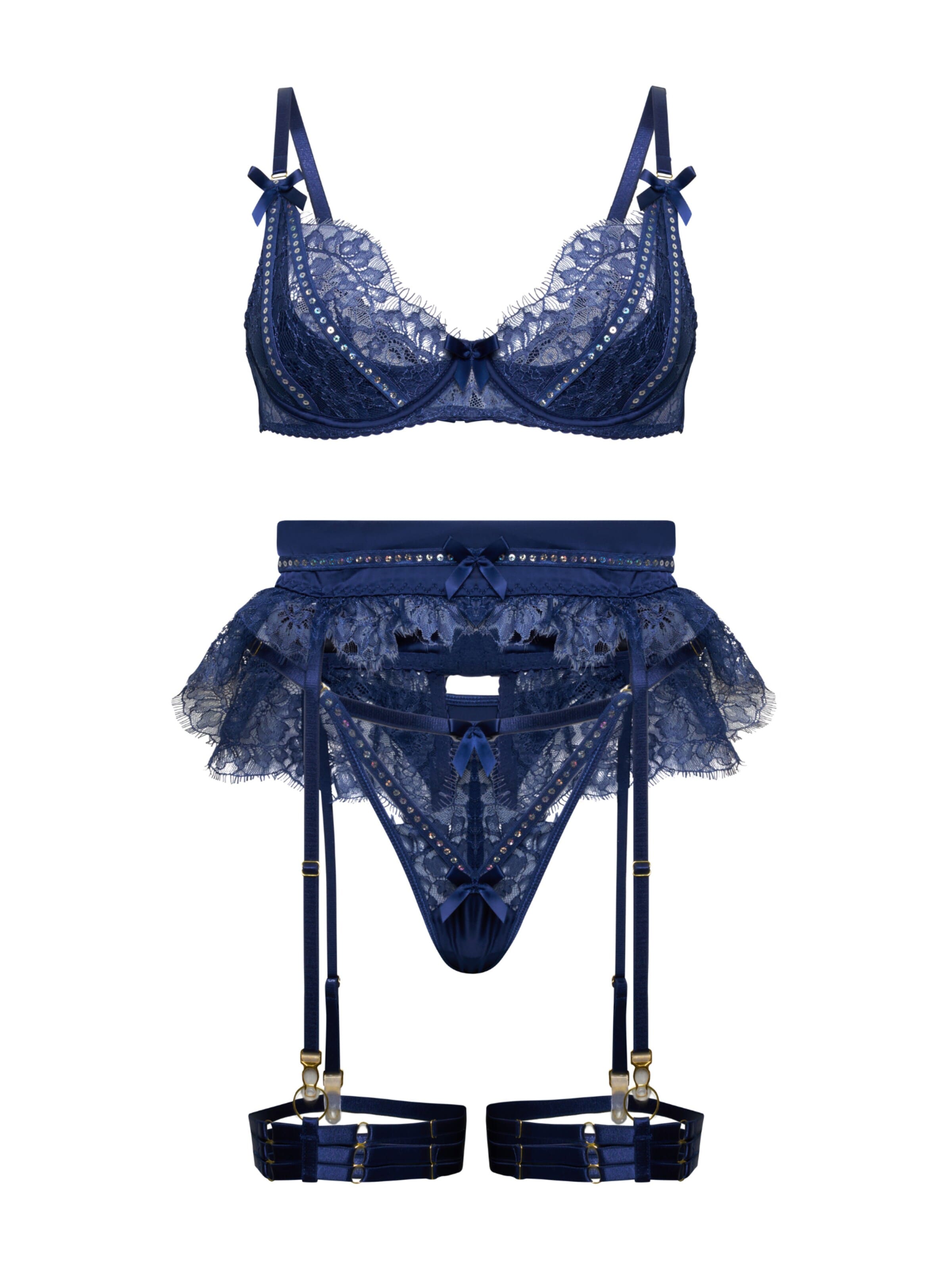 Orchibelle Balconette Wäsche-Sets 'Nadia'‌‌‌‌‌‌ in Blau: Vorderseite