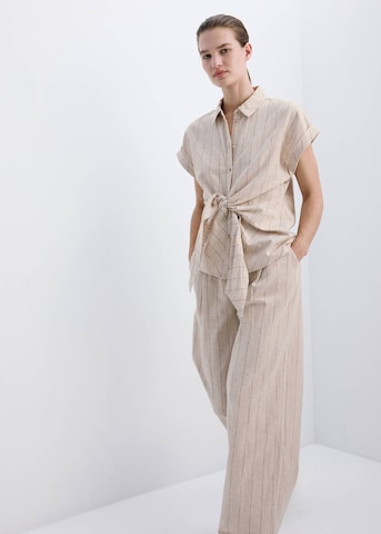 MANGO Wide leg Pleat-Front Pants 'Zede' in Brown