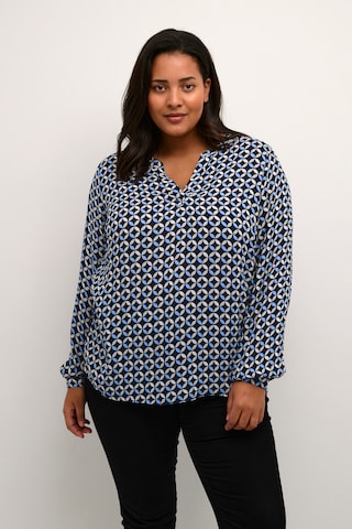 KAFFE CURVE - Blusa 'Liso' em azul: frente