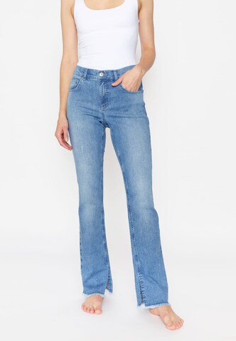 Angels Bootcut Bootcut Jeans 'Leni Slit Fringe' in Blau: Vorderseite