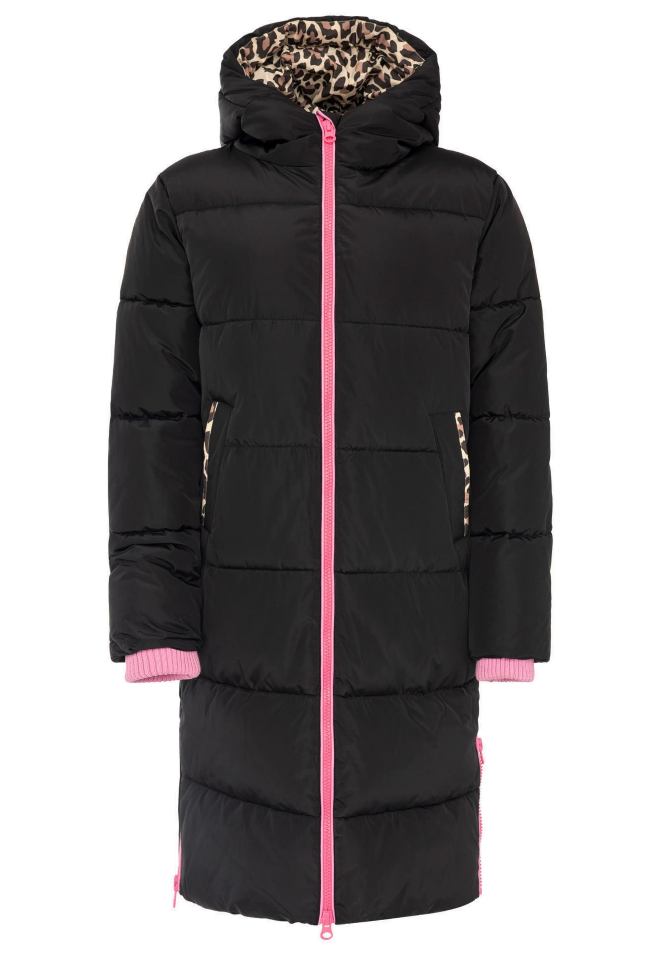 Zwillingsherz Winter coat in Black: front