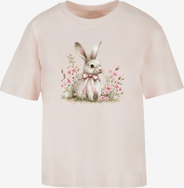 F4NT4STIC Shirt 'Niedlicher Osterhase Mit Blumen' in Roze: voorkant