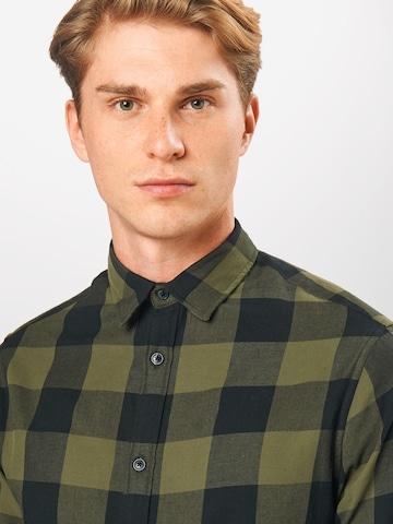 JACK & JONES Слим Рубашка 'Gingham' в Зеленый