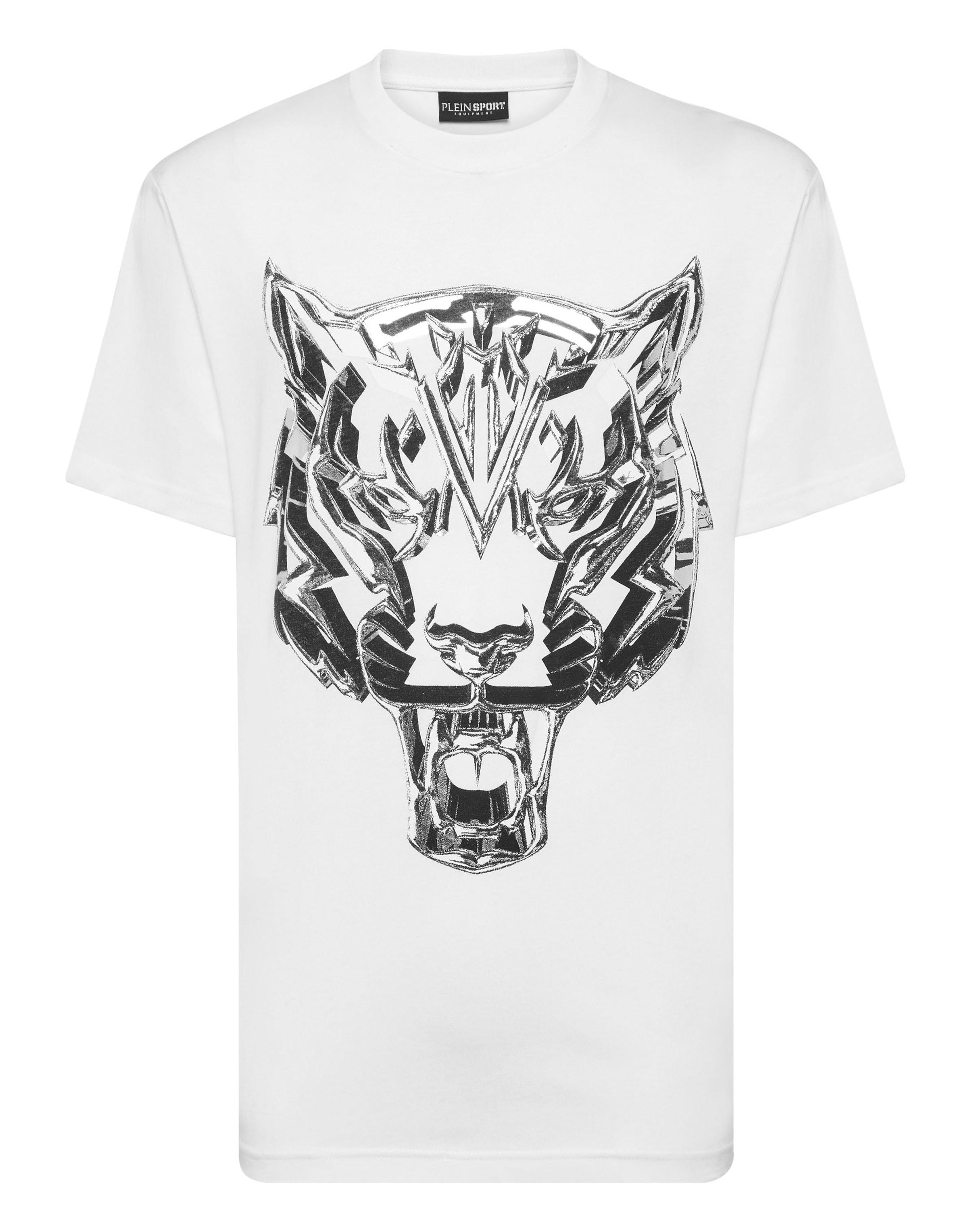 Plein Sport Shirt 'Chrome Tiger' in de kleur Zwart / Zilver / Wit, Productweergave