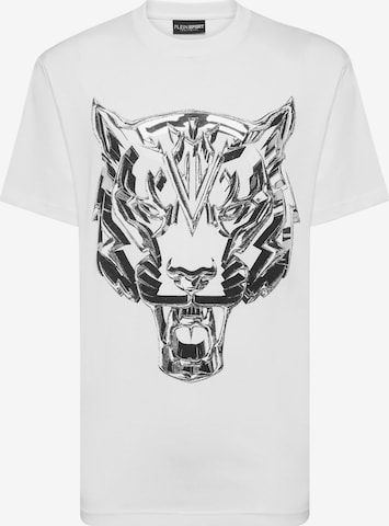 Plein Sport - Camiseta 'Chrome Tiger' en blanco: frente