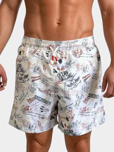 Line One Shorts de bain 'Line One Badehose für Herren' en M en bleu marine / blanc naturel, Vue avec produit