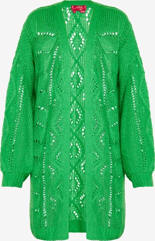 swirly Knit Cardigan in Green: front